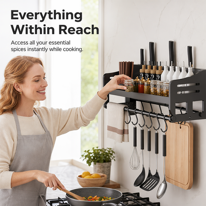 📢📢40% OFF !! ⏰Wall-Mounted Kitchen Rack with Spice Shelf