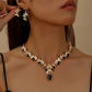 Sparkling Teardrop Pendant Necklace and Earrings Set