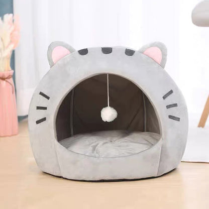 📢📢40% OFF !! ⏰2-in-1 Pet Tent & Bed – Convertible cat cave with removable cushion, spacious for cats & small dogs.