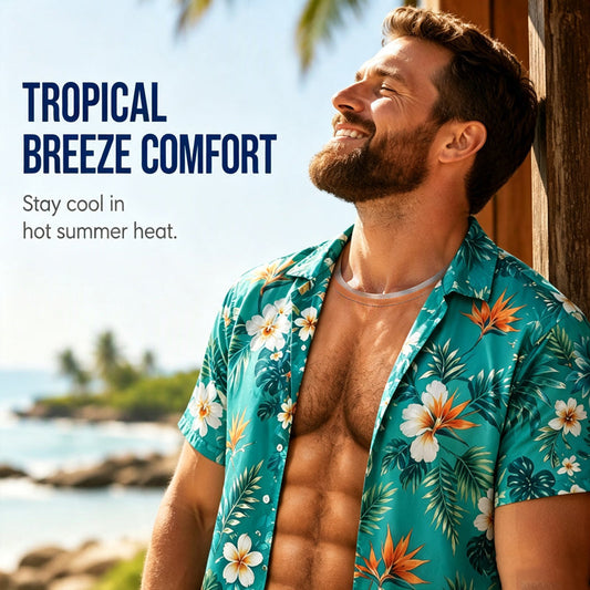 📢📢40% OFF !! ⏰Men Hawaiian Shirt Tropical Floral Print Short Sleeve Casual Beach Button Down Shirt