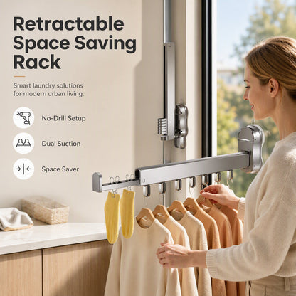 📢📢40% OFF !! ⏰Space-Saving Drying Rack – Retractable Design, Vacuum Suction, Aerospace-Grade Aluminum Alloy ✨