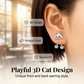 📢📢50% OFF !! ⏰🐱 3D Cute Peeking Cat Stud Earrings – Playful Front-Back Design, Vintage Silver Finish & Lightweight Comfort ✨