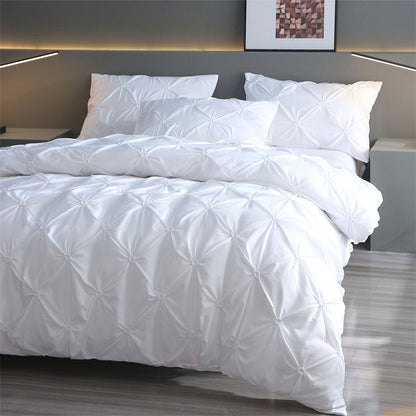 📢📢50% OFF !! ⏰3-Piece Pintuck Pleated Duvet Cover & Pillowcases Set