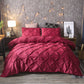 📢📢50% OFF !! ⏰3-Piece Pintuck Pleated Duvet Cover & Pillowcases Set