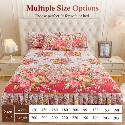 📢📢50% OFF !! ⏰3-Piece Floral Ruffled Bed Skirt Set