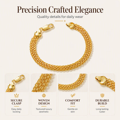 📢📢40% OFF !! ⏰14K Gold-Plated Wide Woven Mesh Bracelet
