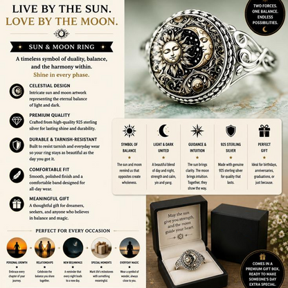 📢📢50% OFF !!⏰Retro Sun and Moon Totem Ring