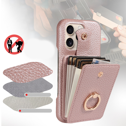 📢📢40% OFF !!⏰ Crossbody Wallet Phone Case – RFID Blocking, Accordion Card Slot & Detachable Strap – Litchi Pattern PU Leather ✨