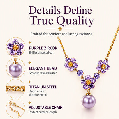 📢📢40% OFF !! ⏰Elegant Purple Zircon Flower Pendant Necklace