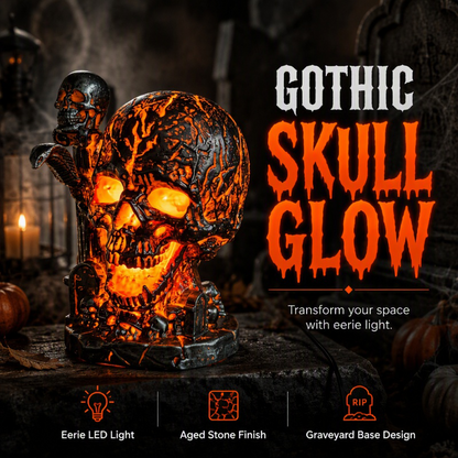 📢📢40% OFF !! ⏰Halloween Resin Skull Lamp Glowing Tabletop Ornament