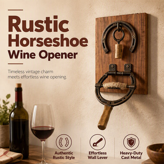 📢📢40% OFF !! ⏰ Vintage Wall-Mounted Horseshoe Wine Opener – Stylish, Decorative & Labor-Saving – Rustic Iron Design for Home Bar & Patio 🥂