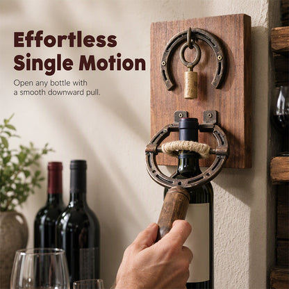 📢📢40% OFF !! ⏰ Vintage Wall-Mounted Horseshoe Wine Opener – Stylish, Decorative & Labor-Saving – Rustic Iron Design for Home Bar & Patio 🥂