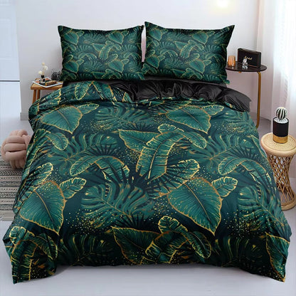 📢📢40% OFF !! ⏰ Tropical Palm Leaf Bedding Cover Set