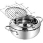 🍤 304 Stainless Steel Japanese Tempura Fryer Pot – Mini Deep Frying Pan with Thermometer & Oil Drain Rack
