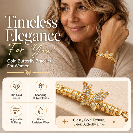 📢📢40% OFF !! ⏰  18K Gold Butterfly Bracelet – Delicate links & elegant finish ✨