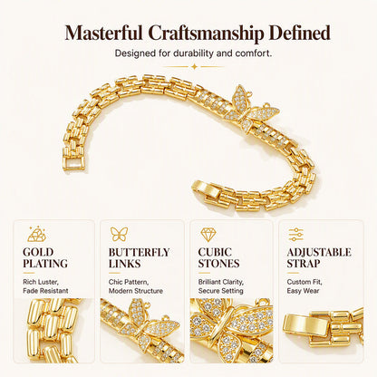📢📢40% OFF !! ⏰  18K Gold Butterfly Bracelet – Delicate links & elegant finish ✨