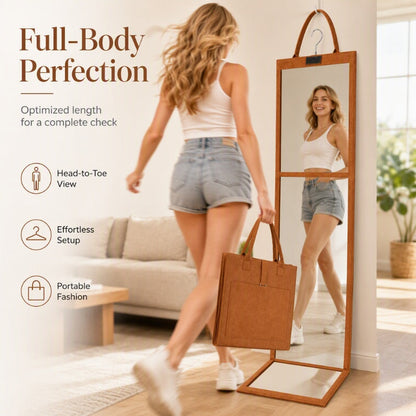 📢📢50% OFF !! ⏰Portable Folding Full-Length Mirror‑HD Foldable Travel Body Mirror with Storage Bag, Wall Hanging Vanity Mirror for Dorm & Travel