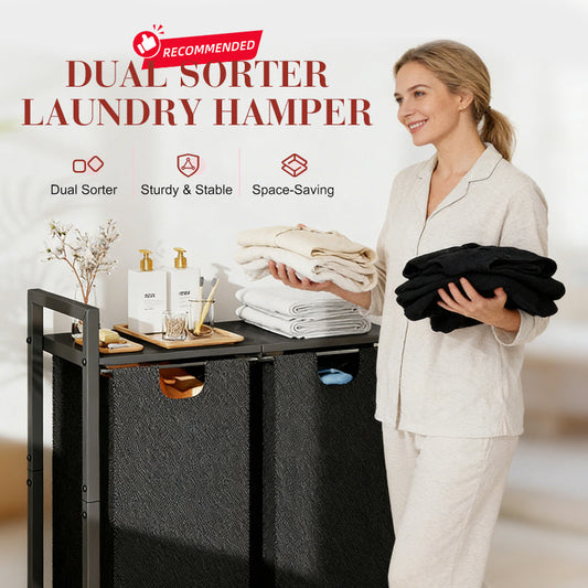 📢📢40% OFF !! ⏰Dual Sorter Laundry Hamper with Storage Shelf