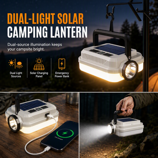 📢📢40% OFF !! ⏰Solar Rechargeable LED Camping Lantern Multifunctional Handheld Work Light