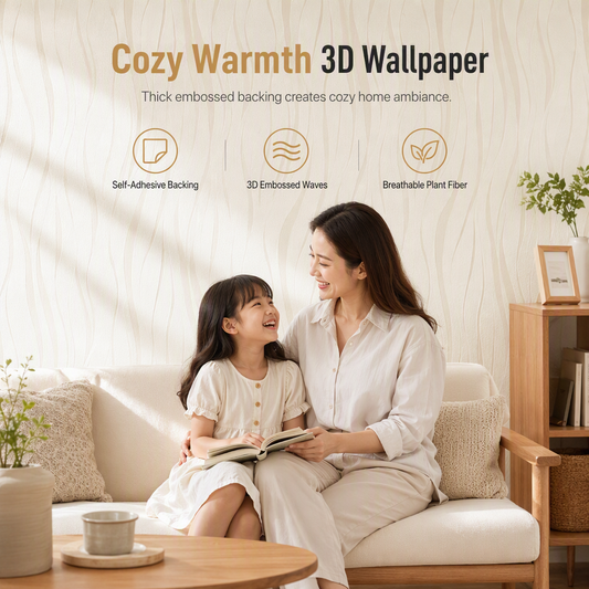 📢📢50% OFF !! ⏰Thickened Non Woven Self Adhesive Wallpaper with 3D Textured Stripe Pattern for Bedroom and Living Room Background Wall 53cm x 1m