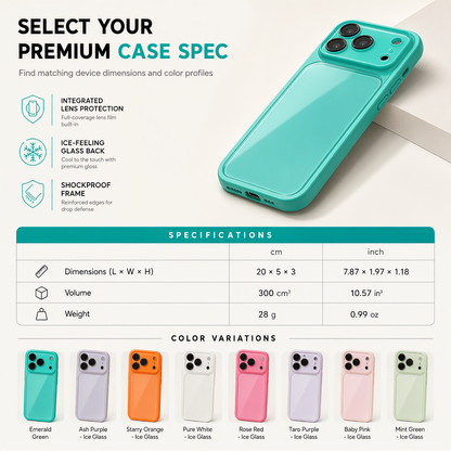 📢📢40% OFF !! ⏰ Full Coverage Ice‑Feeling Glass Phone Case – Cool, Scratch‑Resistant, Slim 📱