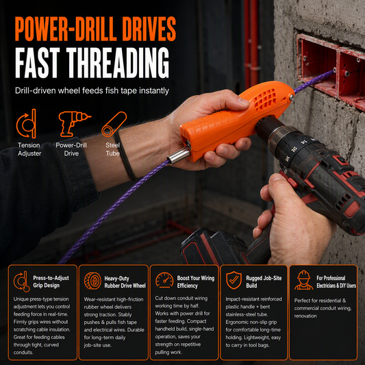 📢📢40% OFF !! ⏰🔌 Electrician Wire Threader Kit — Drill-Powered, Tension Control, Fast Wiring