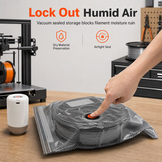 📢📢40% OFF !! ⏰Vacuum Storage Bag Kit for 3D Filament – Lock Out Humid Air, Double Zipper Seal & Opaque Light Shielding – Keep Filaments Dry & Print-Perfect 🧵