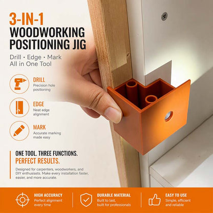 📢📢40% OFF !! ⏰3 in 1 Woodworking Installation Locator and Cabinet Rebounder Drilling with 20 and 23 Dual Use Scribing and Trimming Tool