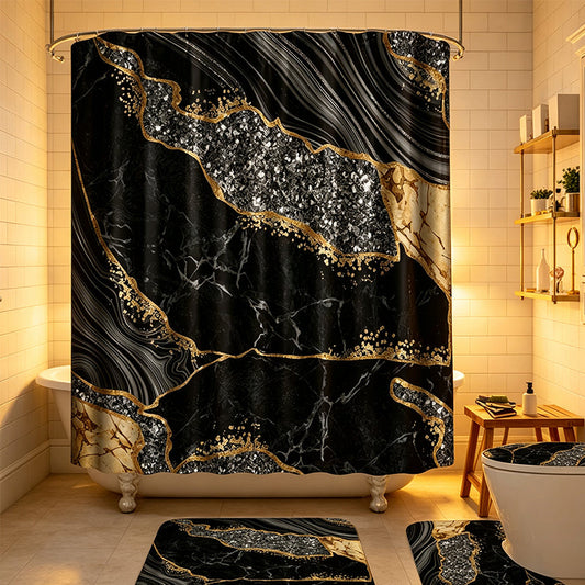 📢📢40% OFF !! ⏰Elegant Marble Pattern Bathroom Shower Curtain