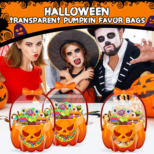 📢📢40% OFF !! ⏰Halloween Transparent Pumpkin Favor Bags