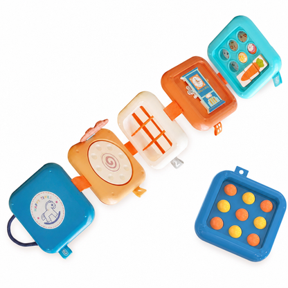 Sensory Busy Ball Stacking Toy and Multi Sided Activity Cube Busy Board for Early Education