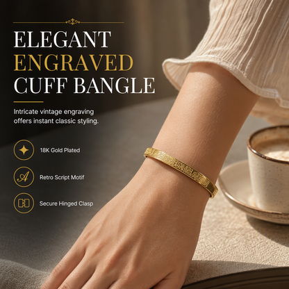 📢📢40% OFF !! ⏰ 18K Vacuum Plated Titanium Steel Bangle – Radiant Mirror-Like Finish, Intricate Engraved Lettering & Tarnish-Free Premium Steel – Hypoallergenic Elegance for Daily Wear 💛