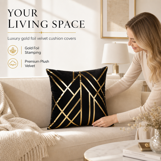 Classical European Style Gold Foil Stamped Throw Pillow Cover 45x45cm Decorative Cushion Cover for Sofa Home Decor Insert Not Included