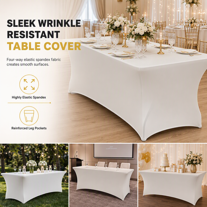 📢📢30% OFF !! ⏰Stretch Tablecloth Elastic Rectangular Table Cover for Weddings Banquets and Meetings