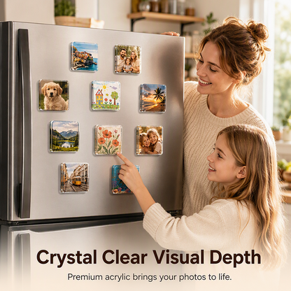 📢📢40% OFF !! ⏰ Clear Acrylic DIY Fridge Magnet Kit – Turn Photos, Drawings & Little Memories Into Custom Fridge Magnets, A Fun Craft Activity for Home & Gifting 🧲