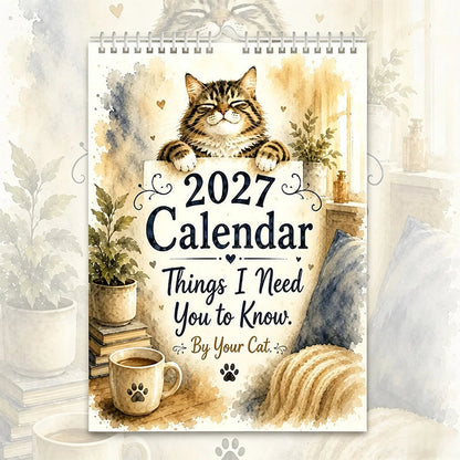 📢📢40% OFF !! ⏰2027 A Cats Life Wall Calendar – Monthly Cute Cat Photos, Large Date Grid, Holiday Markings, Thick Paper, Hang-Anywhere Home & Office Decor ✨