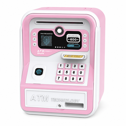 Kids Electronic ATM Piggy Bank Toy with Password Lock Simulated Fingerprint Sensor Card Insertion and Auto Scroll Money Saving Box