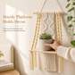 Bohemian Hand Woven Macrame Wall Hanging Floating Shelf for Books and Plants Living Room Decor