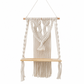 Bohemian Hand Woven Macrame Wall Hanging Floating Shelf for Books and Plants Living Room Decor