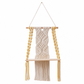 Bohemian Hand Woven Macrame Wall Hanging Floating Shelf for Books and Plants Living Room Decor