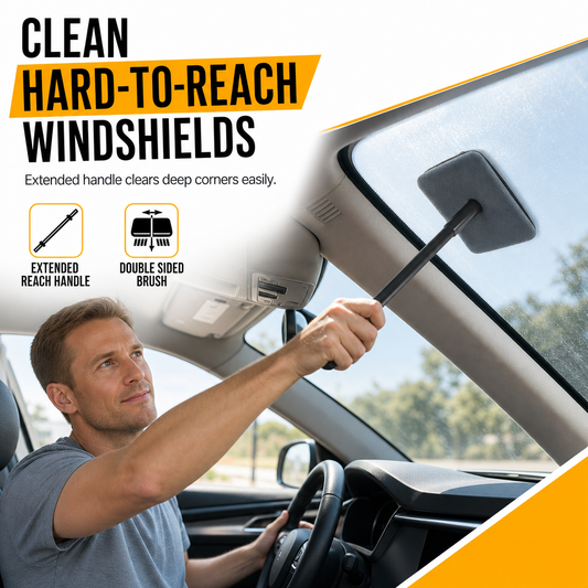 📢📢50% OFF !! ⏰Careluxpro Car Windshield Cleaning Brush – Extended Long Handle Double-Sided Window Cleaner, Reach Deep Corners, 4 Kit Options for Interior Auto Glass