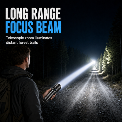 📢📢50% OFF !! ⏰Rechargeable LED Flashlight – Zoomable Beam, Alloy Body & OLED Power Display for Camping 🏕️✨