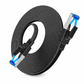 📢📢50% OFF !! ⏰Cat8 Flat Ethernet Cable 40Gbps Shielded Black Braided Network Cord with Oxygen-Free Copper and Blue Connectors