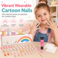 Kids Handmade Press On Nails Set 144 Pieces Almond Shape Cartoon False Nail Tips