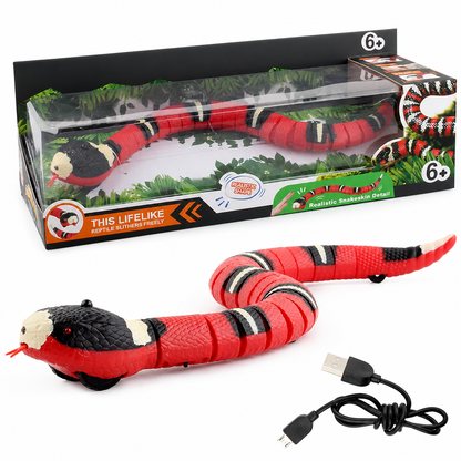 Smart Sensing Electric Snake Toy with Obstacle Avoidance Banded Krait Interactive Prank Toy for Kids