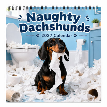 📢📢40% OFF !! ⏰Naughty Dachshunds Dog Wall Calendar