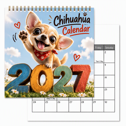 📢📢40% OFF !! ⏰Chihuahua 12 Month Wall Calendar