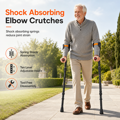 📢📢40% OFF !! ⏰Folding Forearm Crutches Non Slip Elbow Crutches for Fracture Rehabilitation and Mobility Aid