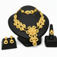 📢📢40% OFF !! ⏰24K Gold Plated Bridal Jewelry Set Dubai Indian Style Necklace Bracelet Ring and Earrings Set for Women