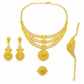 📢📢40% OFF !! ⏰24K Gold Plated Bridal Jewelry Set Dubai Indian Style Necklace Bracelet Ring and Earrings Set for Women